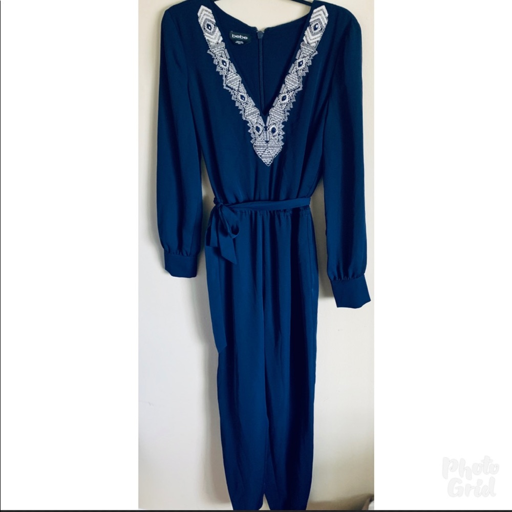 BeBe Navy Blue jumpsuit V-neck